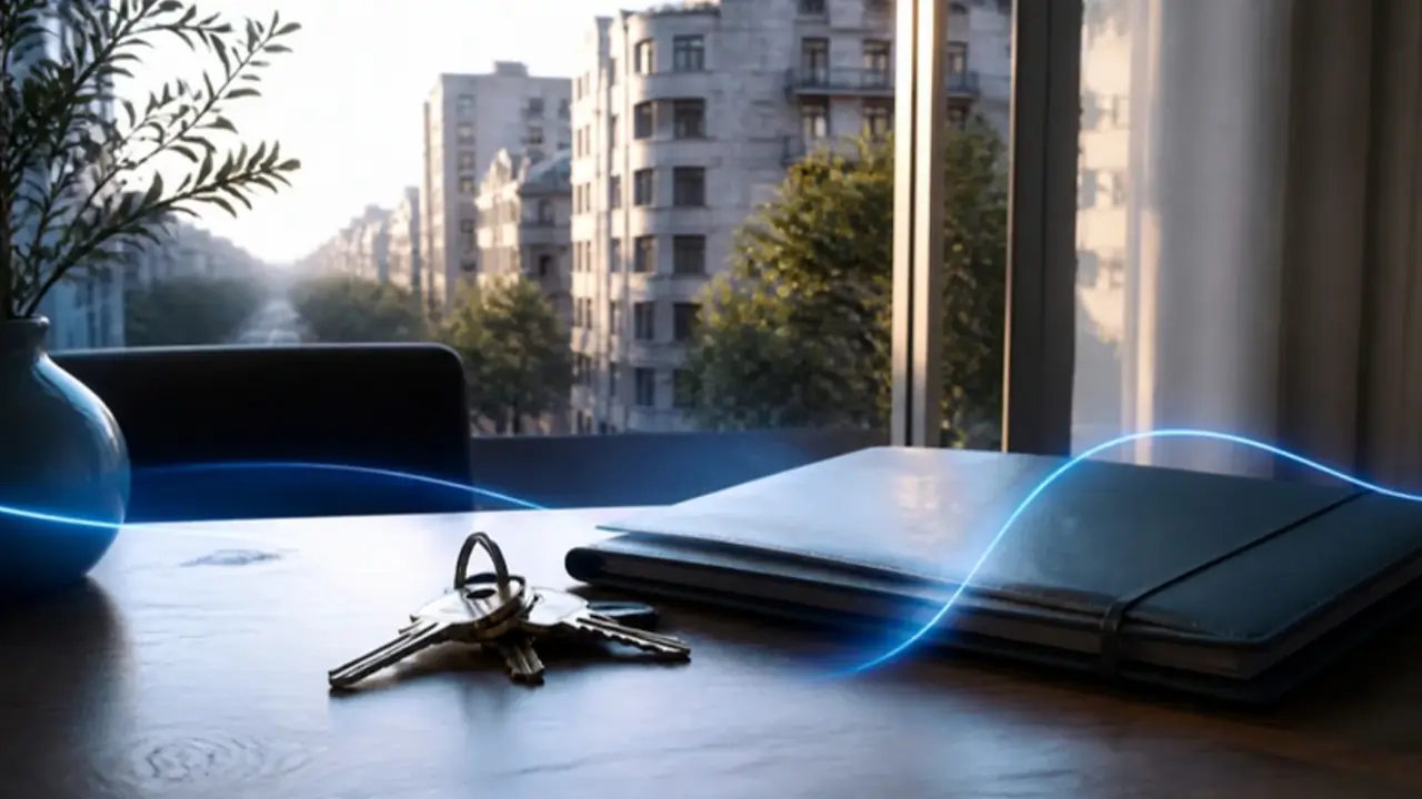 A set of keys and a signed lease on a table in a Bucharest apartment