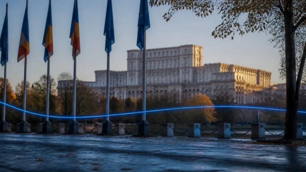 Der Parlamentspalast in Bukarest an einem Herbstmorgen