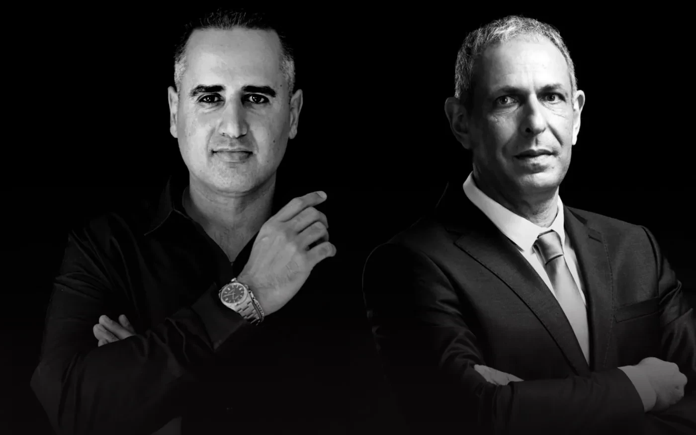 דיוקנאות של עורך הדין אילן ליבוביץ ושל מוטי אזולאי