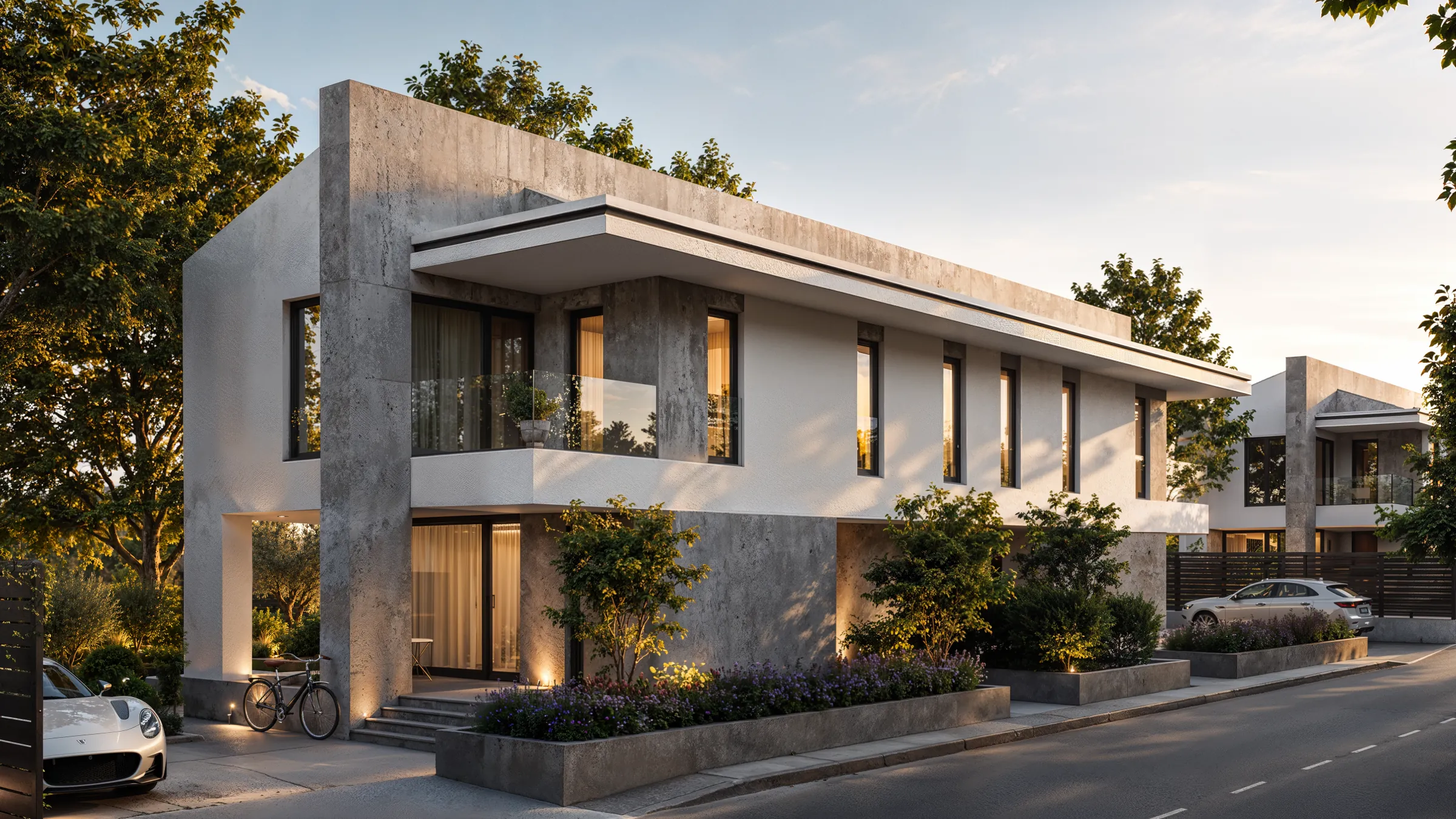 Modern villa facade at Compass on the Lake, Balotesti, Romania