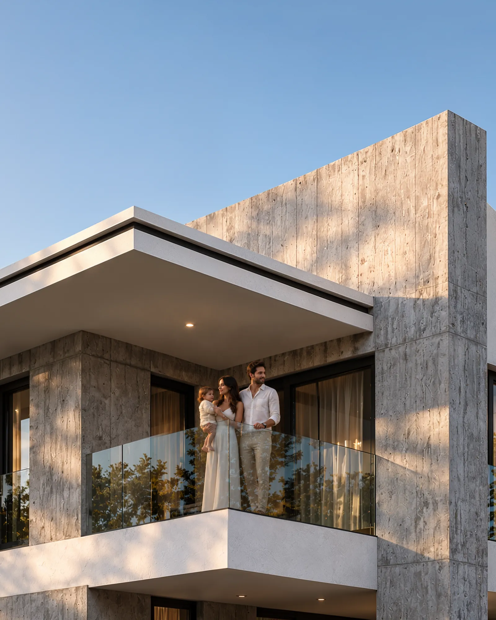 Couple on the balcony of a Compass on the Lake villa