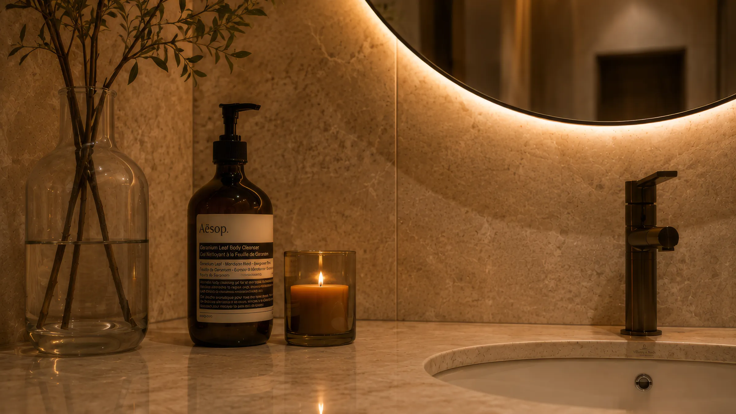 Bathroom vanity detail, Compass on the Lake villa