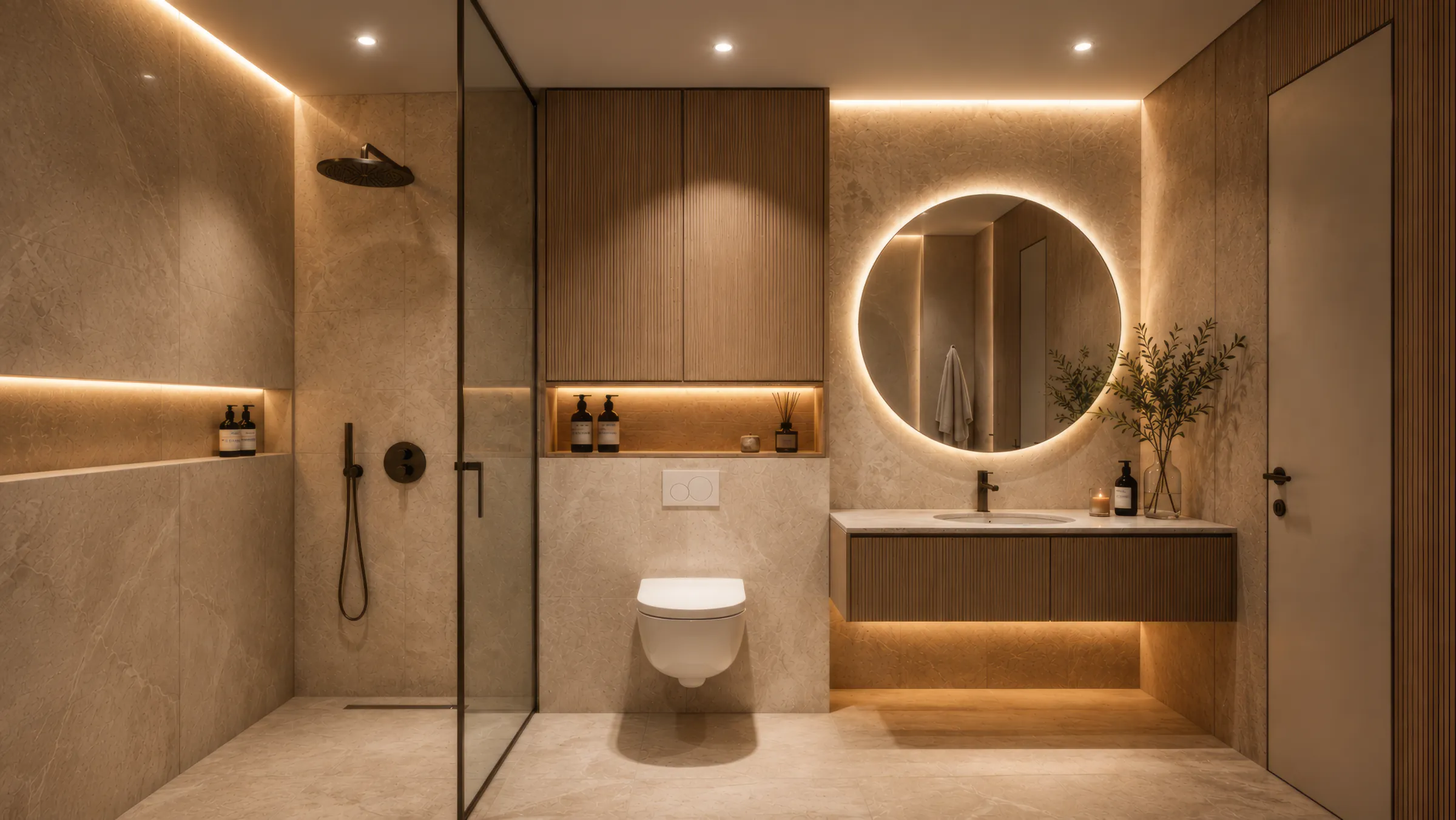 Bathroom with walk-in shower, Compass on the Lake villa