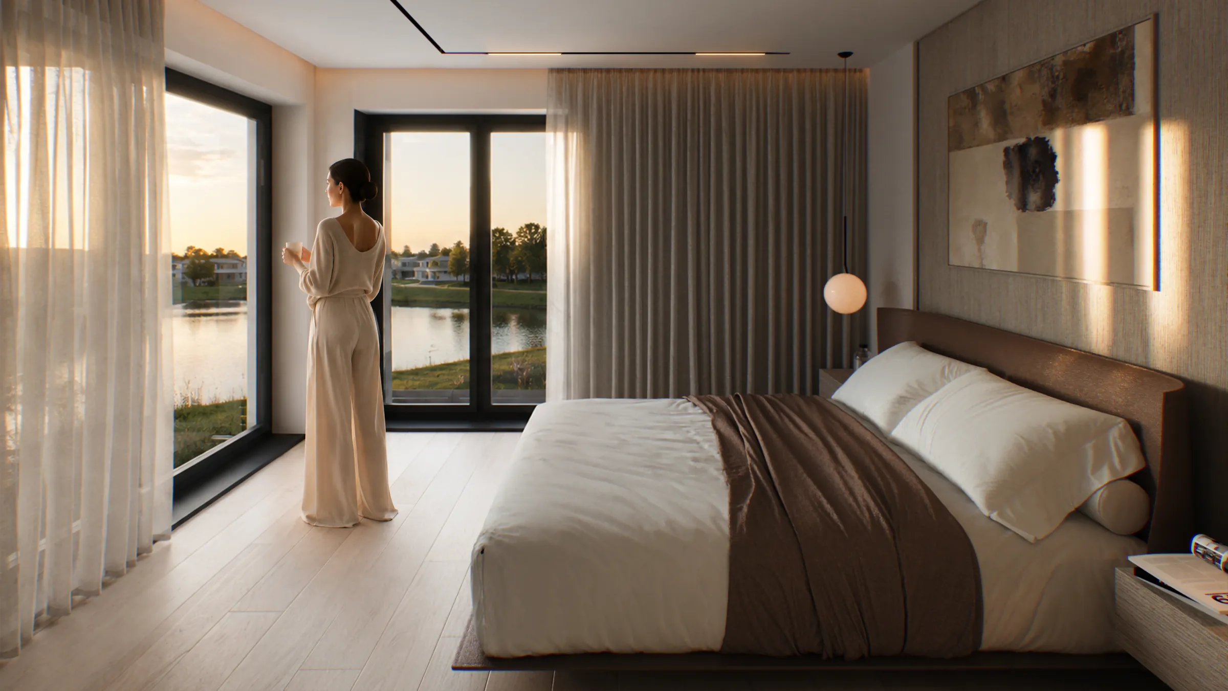 Master bedroom with lake view, Compass on the Lake villa