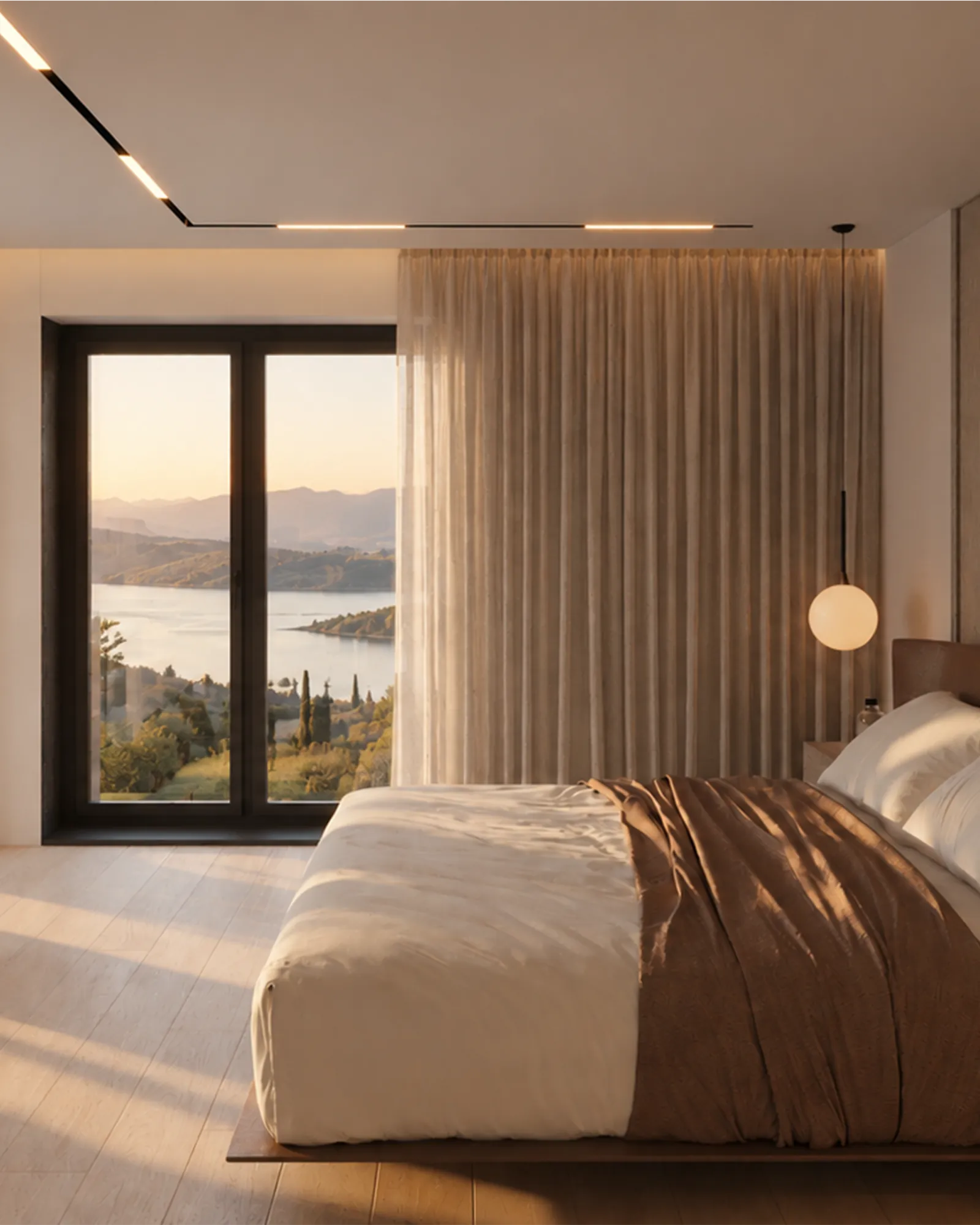 Bedroom with lake and hills view, Compass on the Lake villa