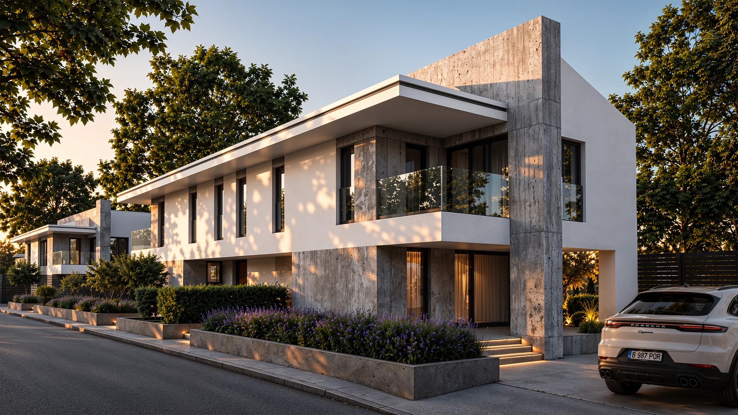 Villa street at sunset, Compass on the Lake, Balotesti